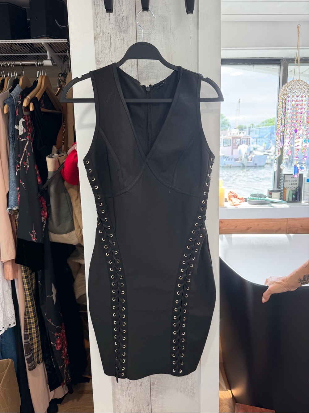 Black Lace-Up Mini Bodycon Dress - Sleek Women’s Evening Dress